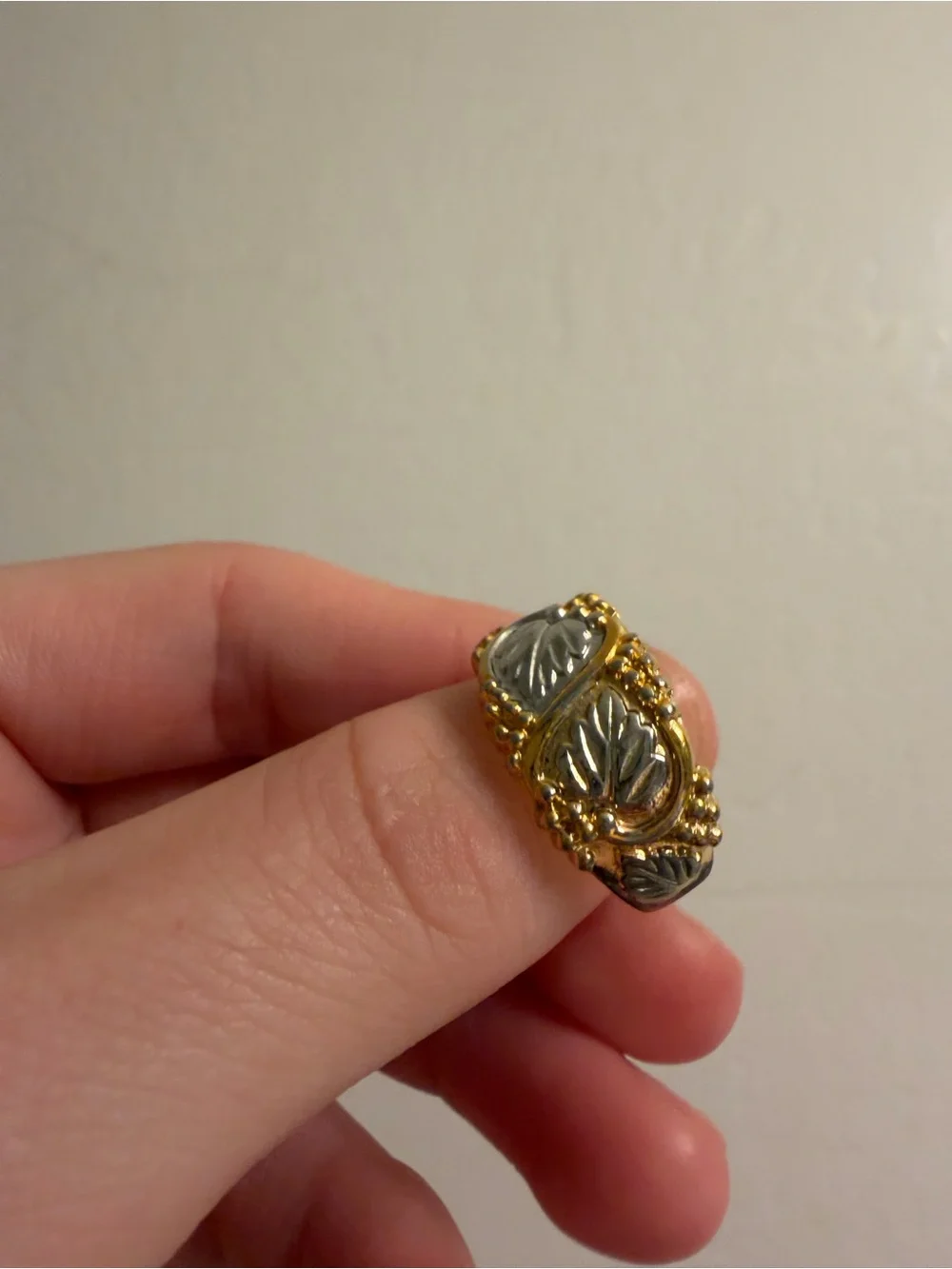 Vintage ESPO Joseph Esposito 14KT GE Two Tone Floral Leaf Statement Ring
